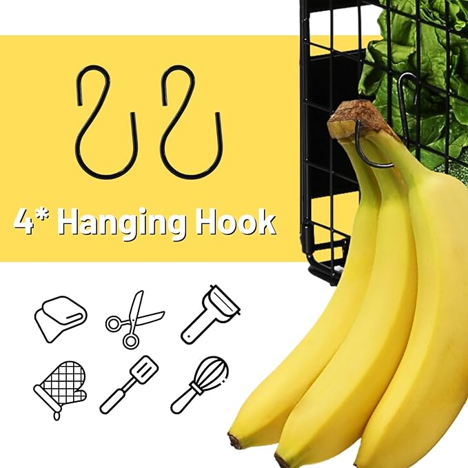 2 Set Magnetic Shelf for Fridge, Fruit Potato & Onion Storage Bins, Pantry Organizers & Storage, Large Container Magnetic Basket for Refrigerator, Kitchen Counter, Cabinet, Magnetic Fridge Organizer-Ruum Studio Home