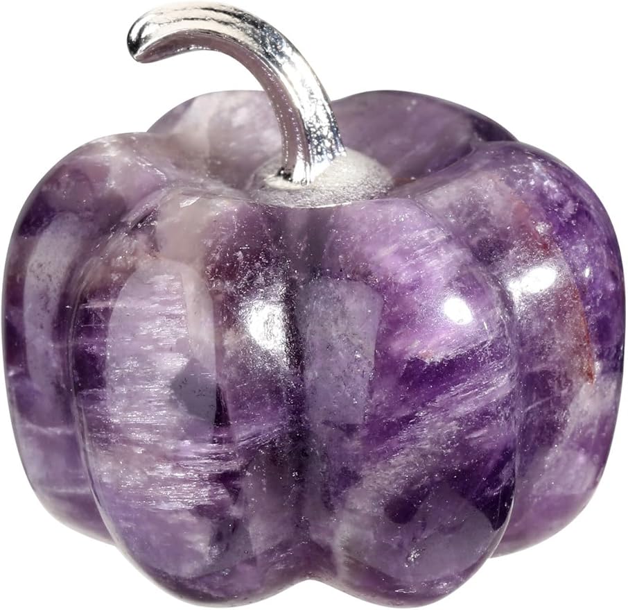 Jovivi Amethyst Crystal Pumpkin Figurine, 1.2" Mini Carved Gemstone Pumpkin Statue Decor Healing Stones Decorative Ornaments for Fall Harvest Thanksgiving Halloween Decorations Home Decor-Ruum Studio Home