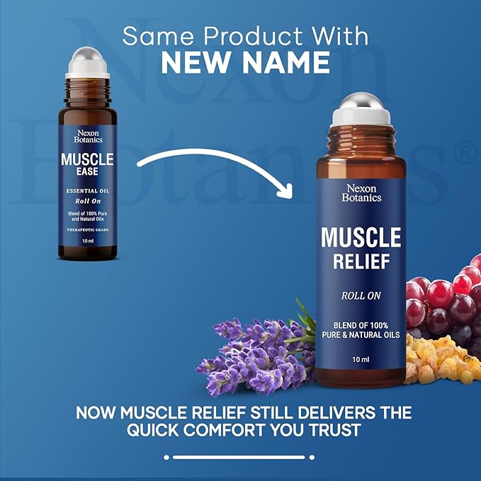 Muscle Relief Essential Oil Roll-On 10 ml - Pure Natural Blend for Sore Muscles, Aches & Recovery - Easy Roller for Athletes & Active Lifestyles - Nexon Botanics-Ruum Studio Home
