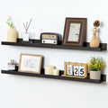 Picture Ledge Shelf for Wall, 36 inch Solid Pine Wood Nursery Book Shelves 2 Packs, Floating Ledge Shelves for Kids' Room Bedroom Bathroom Living Room Photo Frames Office Nursey Wall Decor, Black-Ruum Studio Home