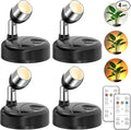 4 Pack Wireless LED Spotlights Indoor, Plant Battery Operated Tree Lights, Uplighting Picture Light with Remote, Accent Lights for Display Artwork Dartboard-Ruum Studio Home