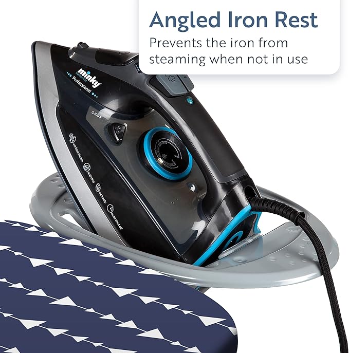 Classic 4-Leg Ironing Board with Iron Rest - Freestanding Full Size Iron Board for Clothes Pressing and Steaming with 43" x 14" Surface - Blue Arrows-Ruum Studio Home