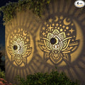 4 Pack Solar Fence Lights Metal Solar Powered Outdoor Wall Deck Lights Lotus Theme Waterproof Fence Light for Garden Post Patio Backyard Yard Decor (Lotus, 4 Pack)-Ruum Studio Home