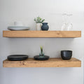 Modern Floating Shelves 3 Inches Thick for Wall, Wide Shelves for Kitchen, Living Room, Bedroom, and Bathroom, Natural Pine Wood, Rustic Wooden Shelf, (Set of 2) (Aged Oak, 36Lx3Hx8D)-Ruum Studio Home
