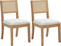 Westice Rattan Dining Chairs Set of 2, Farmhouse Natural Dining Room Chairs with Upholstered Cushion, Wood Armless Chairs for Kitchen/Restaurant-Ruum Studio Home