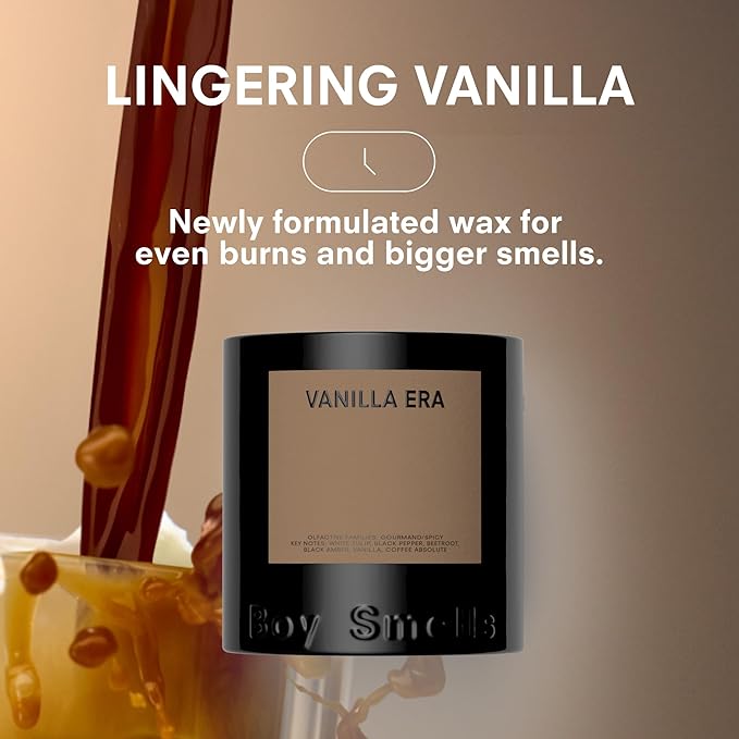Boy Smells - Vanilla Era Scented Candles for Men and Women - 8.5 oz - Soy, Coconut Wax Candle Blend - Aromatic Candles for Home with Black Amber, Coffee, Incense - 50-Hour Burn - Cotton Wick-Ruum Studio Home