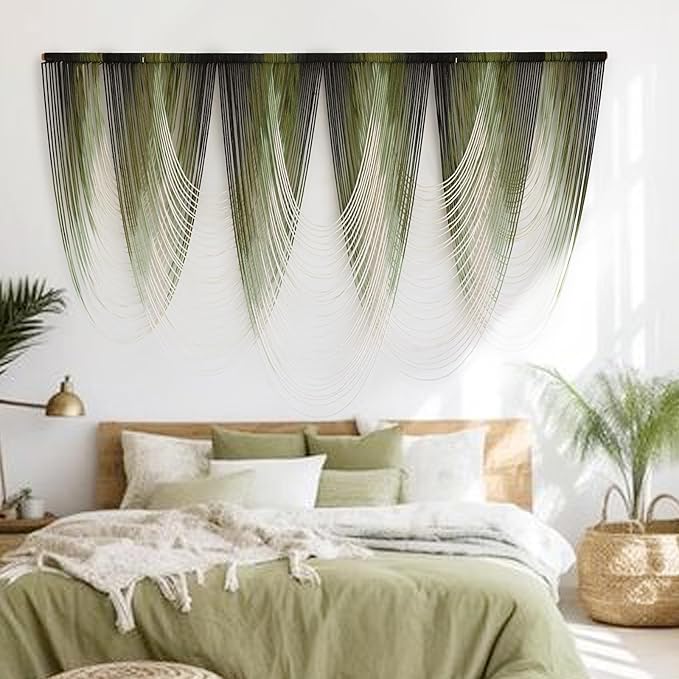 Macrame Wall Hanging Dip-Dyed Large Macrame Wall Decor Yarn Tapestry 57" W x 41" L For Headboard Bedroom Living Room Boho Fiber Home Art-Ruum Studio Home