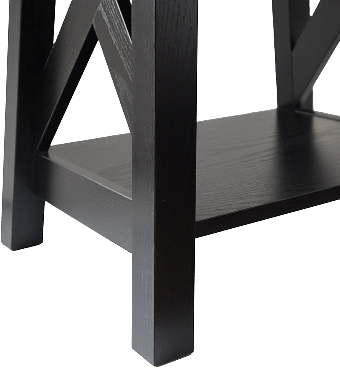 Black End Table, 2-Tier End Tables Living Room, Wood Side Table, Modern Side Table-Ruum Studio Home
