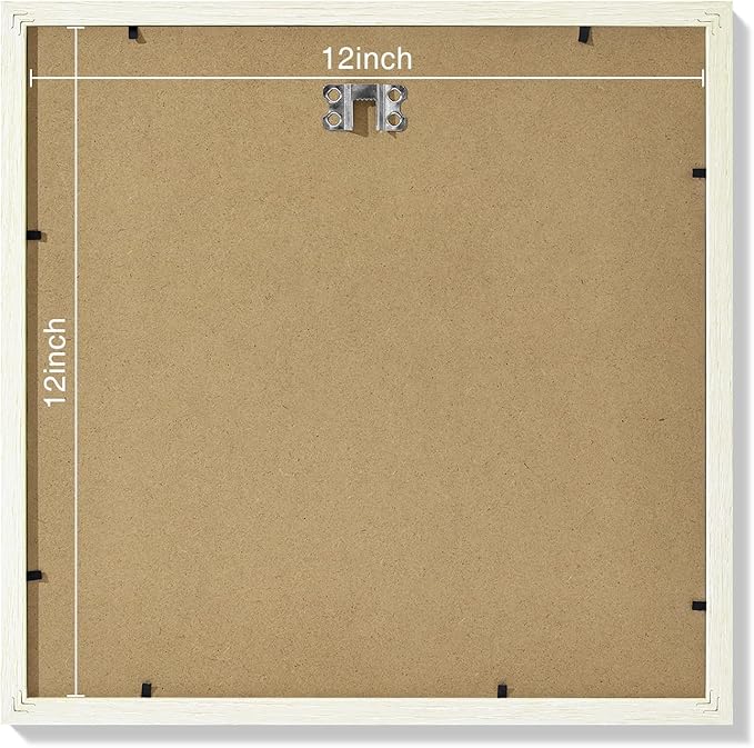 Vittanly 12x12 Picture Frames Set of 9, Shatter Resistant Plexiglass, Display 8x8 Pictures with Mat or 12x12 without Mat, Photo Frames for Wall Mount, Engineered Wood, Whitemist-Ruum Studio Home