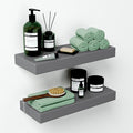 Homeforia Gray Floating Bathroom Shelves, High End Solid Real Wood 16 inch Small Floating Shelf for Wall Mounted, Grey Wooden 16 in Floating Shelves, Heavy Duty Bracket, 16 X 6.5 X 1.75 inch, Set of 2-Ruum Studio Home