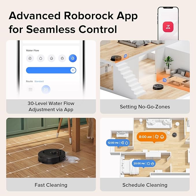 roborock Q8 Max Robot Vacuum and Mop Cleaner, DuoRoller Brush, 5500Pa Strong Suction, Lidar Navigation, Obstacle Avoidance, Multi-Level Mapping, Perfect for Pet Hair-Ruum Studio Home