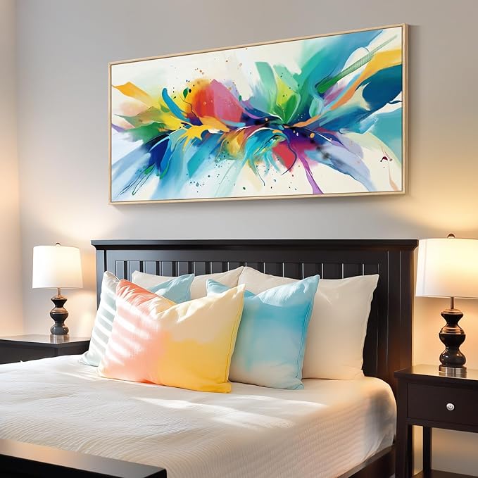 Framed Extra Large Colorful Abstract Wall Art for Living Room, Modern Horizontal Bright Canvas Prints Paintings Artwork for Walls, Bold Color Pictures for Hallway Dining Bedroom Office Wall Decor 30x60 In-Ruum Studio Home