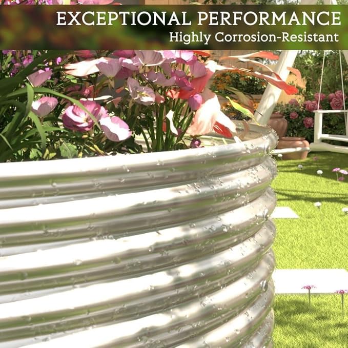 FRIZIONE 2pcs 9 in 1 Tall 8x2ft Galvanized Raised Garden Bed Outdoor,Steel Garden Bed for Vegetables,Above Ground Garden Box for Flower,Metal Raised Beds for Gardening-Ruum Studio Home