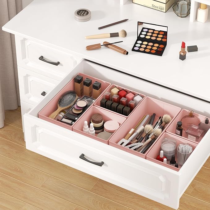 DIMJ Drawer Organizer Clothes 24Pack - Foldable Baby Organizers and Storage & Dresser Organizer for Bedroom, Closet - Nursery Organization Dresser Dividers for underwear, Sock,Bra, Belt, Tie, Pink-Ruum Studio Home