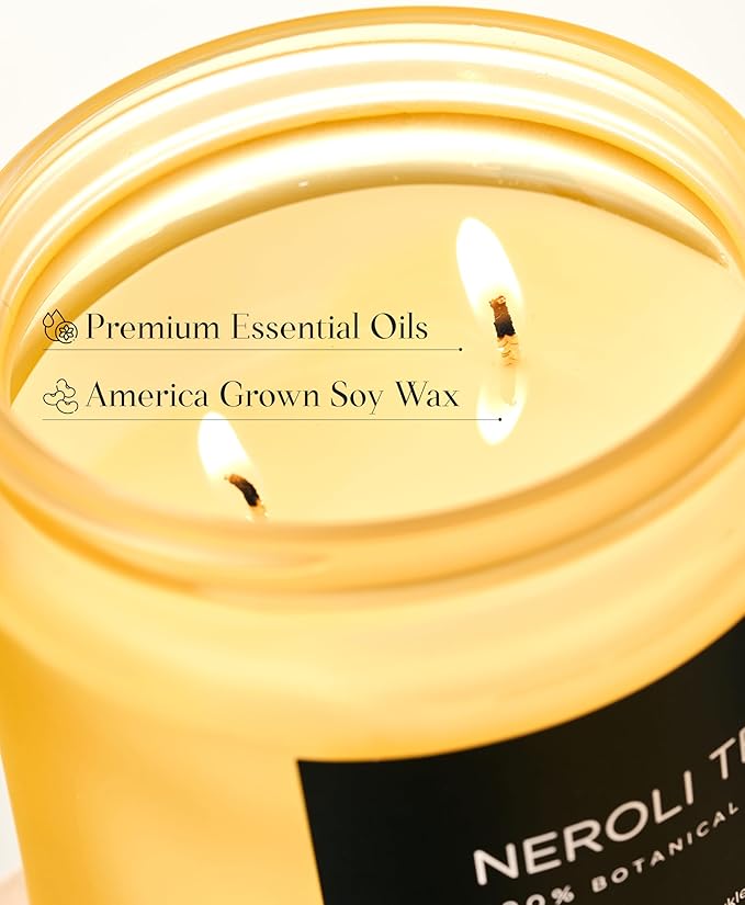 M&SENSE Neroli Tea Scented Candle - 11.6oz Natural Soy Wax Non Toxic 70-Hour Burn, 2-Wick Citrus Scent Candle for Stress Relief & Relaxation - Slow-Burning Home Fragrance Gift for Holiday-Ruum Studio Home