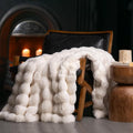 EVERGRACE Ultra Soft Luxury Fluffy Ridgeline Faux Rabbit Fur Throw Blanket, Thick Warm Bubble Throw for Bed, Cozy Plush Reversible Blankets for Couch, Chair, Sofa, Ivory White, 50x60 Inches, 870 GSM-Ruum Studio Home