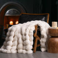 EVERGRACE Ultra Soft Luxury Fluffy Ridgeline Faux Rabbit Fur Throw Blanket, Thick Warm Bubble Throw for Bed, Cozy Plush Reversible Blankets for Couch, Chair, Sofa, Ivory White, 80x90 Inches, 870 GSM-Ruum Studio Home