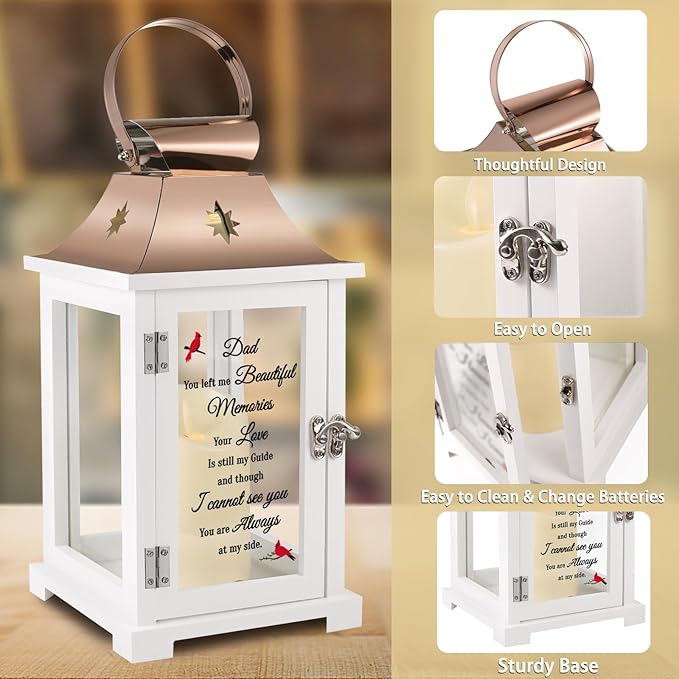 Memorial Lantern, Sympathy Gifts for Loss of Mom/Loved One, Bereavement Gifts, in Memory of Loved One Lantern,Celebration of Life, Memorial Gifts, Funeral Lantern,Dad You Left me Beautiful Memories-Ruum Studio Home