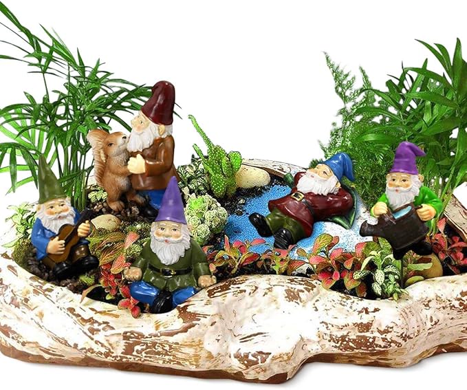 Garden Miniature Gnomes Set of 5PCS,Happy Life Gift for Outdoor Fairy Garden Yard Lawn Décor-Ruum Studio Home