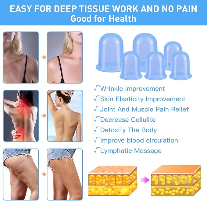 Silicone Cupping Therapy Set - Cupping Kit for Massage Therapy - Cellulite Remover Cupping Set - Anti Cellulite Cup Massager, Vacuum Suction Massage Cups for Cellulite Reduction-Ruum Studio Home
