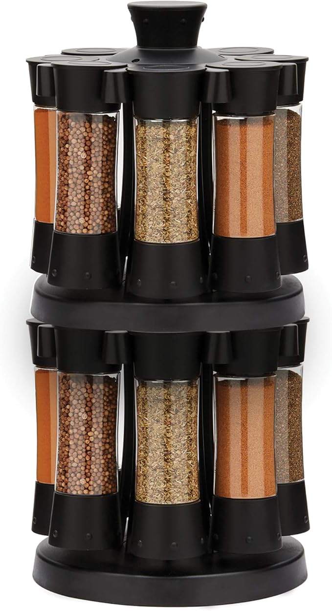 Kitchen Art Elite Auto-Measure Spice Professional 8 Compartments Black 7.45 x 7.45 x 8.25 inches-Ruum Studio Home