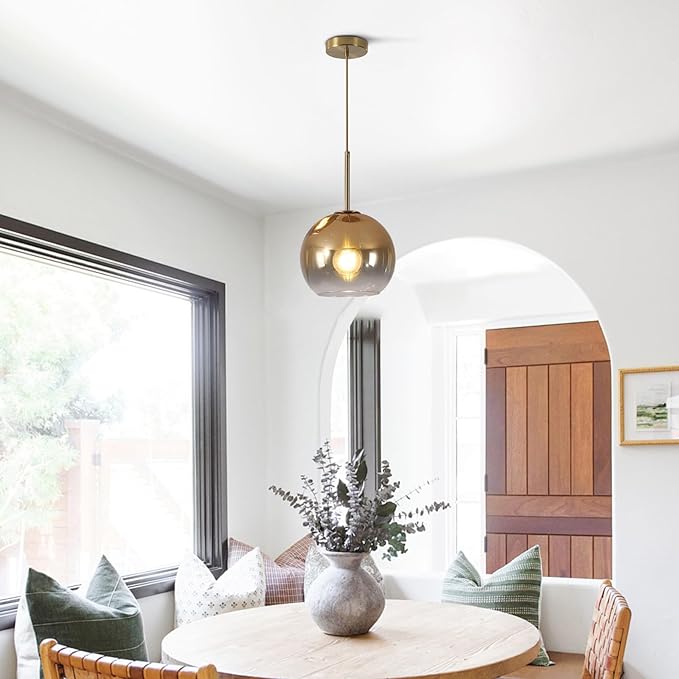 KCO Lighting 1-Light Modern Glass Pendant Lights Large Gold Globe Pendant Light Mid Century Single Pendant Light Kitchen Island Dining Room Lighting Fixtures Ceiling Hanging-Ruum Studio Home