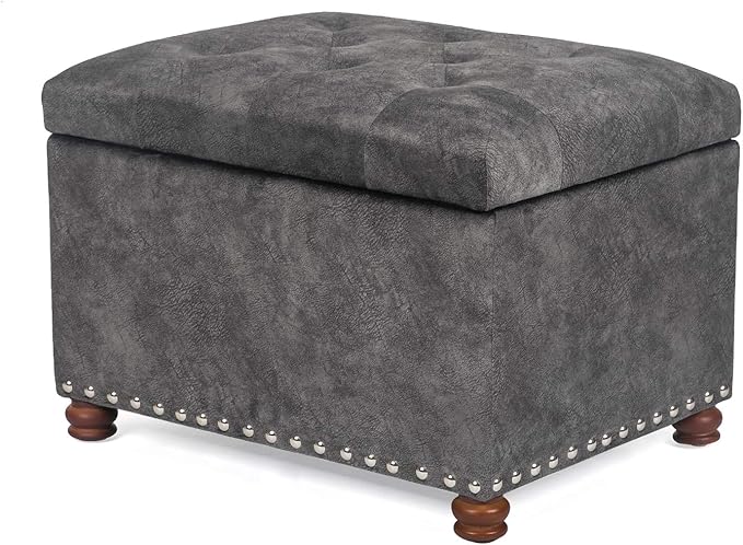 Joveco 24" Rectangular Ottoman with Storage for Living Room, Upholstered Storage Bench Foot Stool and Seat with Lift Off Lid, Coffee Table Footrest for Bedroom-Ruum Studio Home