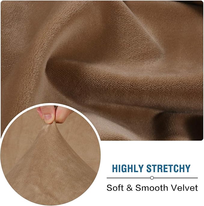 H.VERSAILTEX Velvet Stretch Couch Cushion Cover Plush Cushion Slipcover for Chair Loveseat Sofa Cushion Furniture Protector Seat Cushion Sofa Cover (3 Piece XL Sofa Cushion Covers, Camel)-Ruum Studio Home