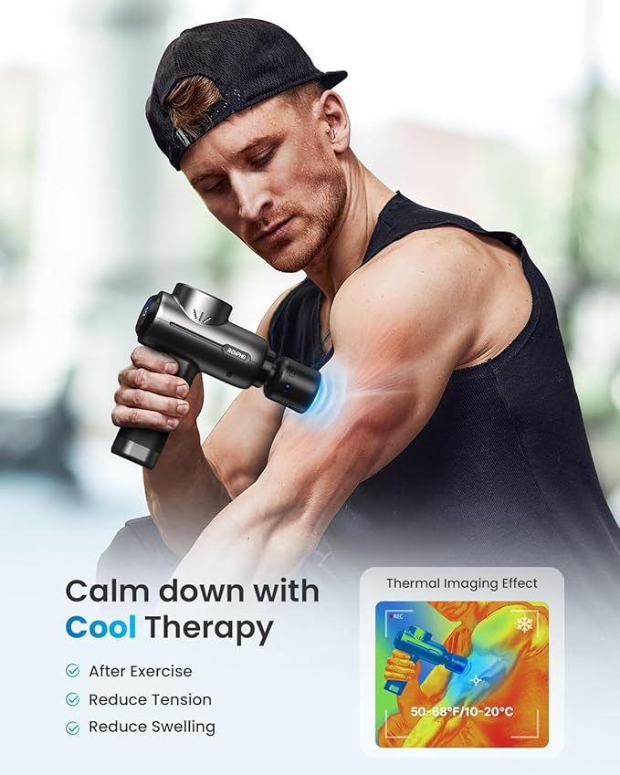 RENPHO Massage Gun with Heat and Cold, Portable Percussion Muscle Deep Tissue Massager with Bluetooth, Carry Case, Gifts for Men Women, Active+ Thermacool-Ruum Studio Home