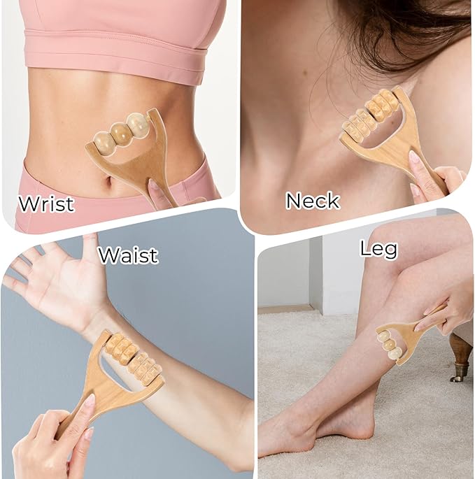 2 Pcs Wooden Massage Roller, Massage Hand Roller Massagers for Neck Muscle Rollers Stick Wooden Massager Tool for Back Rolling Hands Foot The Face Ball Full Body-Ruum Studio Home