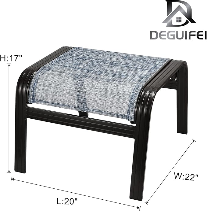 Outdoor Foot Stools Gift for Patio Ottoman Footrest Aluminum Portable Seat Wicker Furniture Stackable Dining Ottoman 2 Pack Blue-Ruum Studio Home