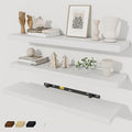 Fun Memories 30 Inch Floating Shelves Set of 3, Farmhouse White Wall Shelves for Kitchen, Living Room, Wall Mounted Bathroom Shelves in Black, 30 x 6.7 x1.4 Inch-Ruum Studio Home