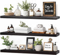 Floating Wall Shelves 3-Pack - 24-Inch Rustic Black Wooden Shelves for Storage and Décor, Easy Installation for Living Room, Bedroom, and Kitchen-Ruum Studio Home