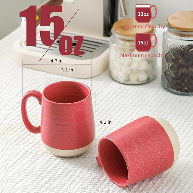 Hasense Coffee Mugs Set of 4, 15 oz Large Porcelain Mugs with Handle for Women Men, Colorful Christmas Coffee Cups for Latte, Tea, Cappuccino, Microwave & Dishwasher Safe-Ruum Studio Home