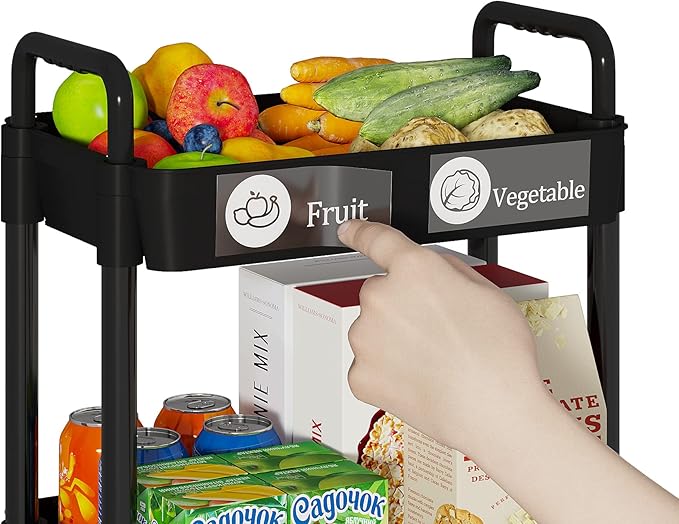 Laiensia Storage Cart,Multifunction Utility Rolling Cart Kitchen Storage Organizer,Mobile Shelving Unit Cart with Lockable Wheels for Bathroom,Laundry,with Classified Stickers-Ruum Studio Home