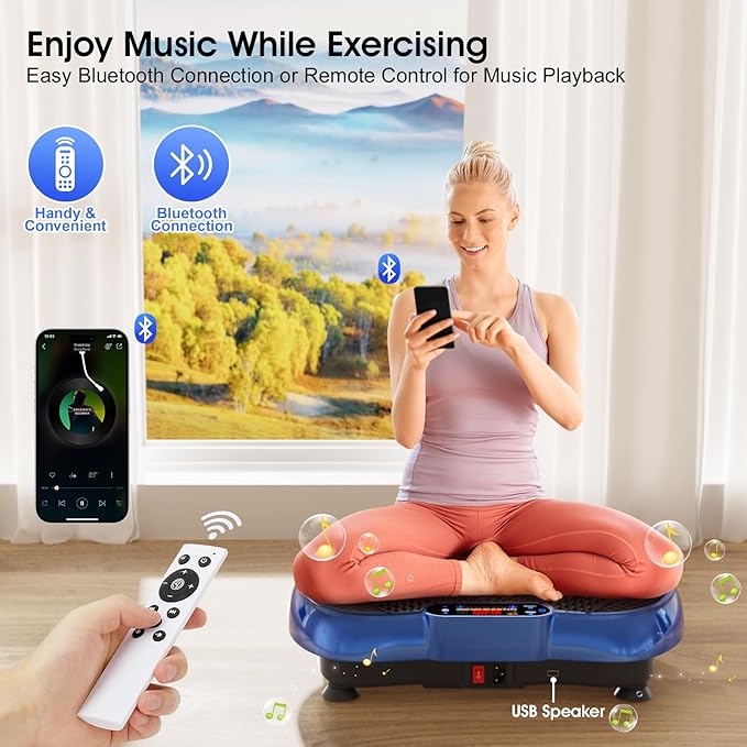 Vibration Plate Exercise Machine, 180 Speed Levels Vibration Plate for Lymphatic Drainage, Whole Body Workout Vibrating Fitness Platform, Effective for Weight Loss, Shaping, Toning & Wellness-Ruum Studio Home