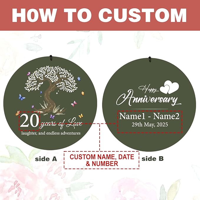 ASTARIN 20th Wind Chimes for Couple, Personalized Wind Chimes for Anniversary, Couple Gifts for Keepsake, Deep Tone Windchime Romantic Gift for Women Men-Ruum Studio Home