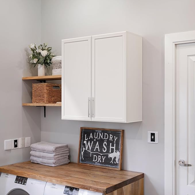 FIMELLO 30" Laundry Room Cabinets Wall Mounted,White-Ruum Studio Home