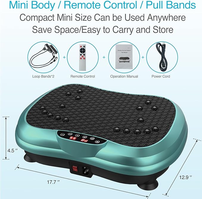 AXV Vibration Plate Exercise Machine Whole Body Workout Portable Mini Vibrate Fitness Platform Lymphatic Drainage Machine for Weight Loss Shaping Toning Wellness Home Gyms Workout (Mini)-Ruum Studio Home