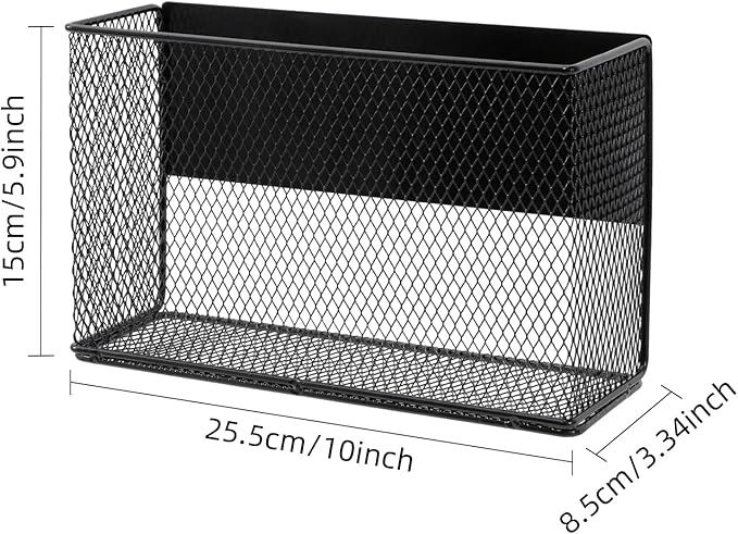Black Magnetic Basket - Refrigerator Spice Rack & File Holder Locker Organizer - Wire Mesh Magnetic Shelf for Kitchen Storage-Ruum Studio Home