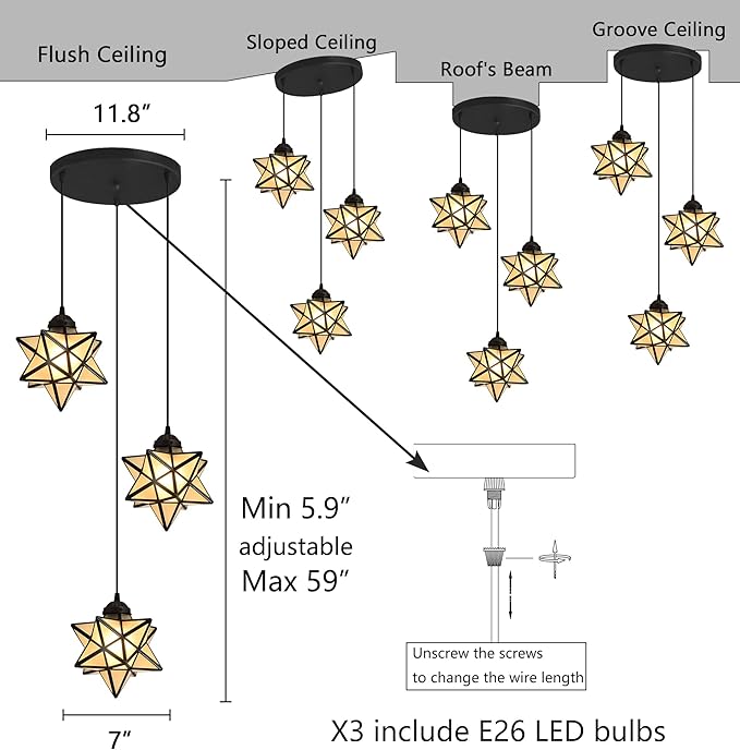Frosted White Glass Dining Room Chandelier Farmhouse Pendant Lights for Kitchen Island Light Fixture Modern Chandeliers with Warm Light Bulbs Black-Ruum Studio Home