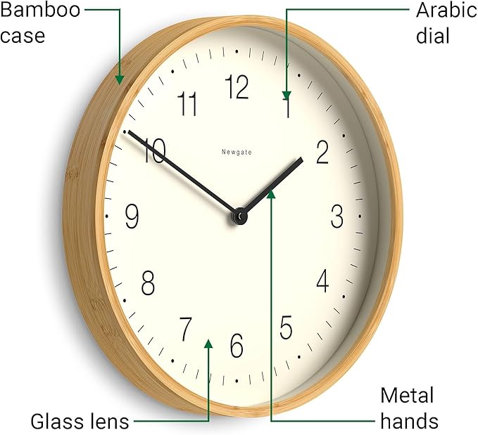 NEWGATE® Mauritius Wall Clock | Scandi Inspired Bamboo Clock | 15 inch | Modern Minimalist Design for Kitchen, Living Room or Office-Ruum Studio Home