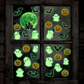 3 Sheets Glow in The Dark Halloween Window Clings Luminous Halloween Window Stickers Pumpkin Ghost Wall Decor Glowing Window Clings for Scary Halloween Theme Party Decorations-Ruum Studio Home