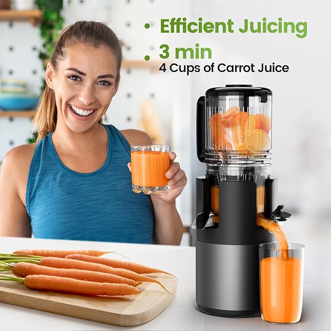 Cold Press Juicer Machines, High Nutrient Retention, 99% Juice Yield, 5.3" Wide Feed Chute for Whole Fruits & Vegetables, Quiet Slow Masticating Juicer, BPA-Free, Easy to Clean-Ruum Studio Home