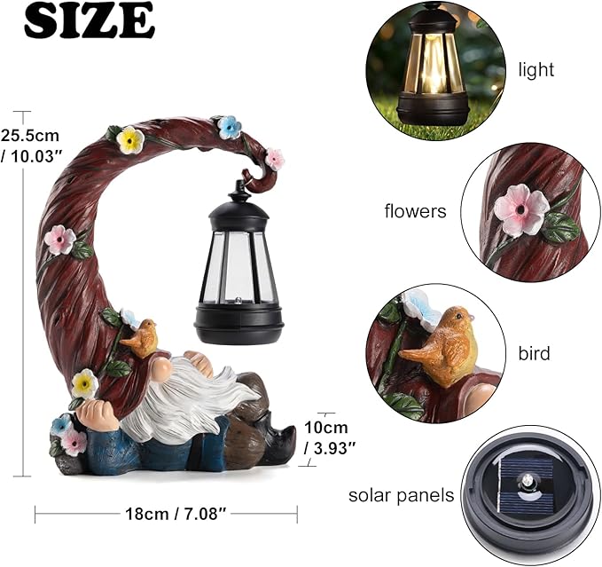 Garden Gnomes Outdoor Statues with Solar Light Funny Gnome Decor Gifts for Women Mom Gnomes Decorations for Home Patio Lawn Yard Garden Decor-Ruum Studio Home