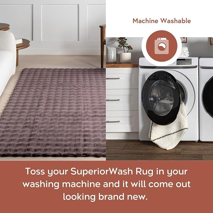 nuLOOM Jeni Checkered 7'6" x 9'6" Machine Washable Area Rug for Living Room Bedroom Dining Room Kitchen, Dark Brown-Ruum Studio Home