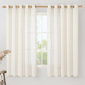 LAMIT Linen Curtains 63 Inch Length for Living Room, Linen Light Filtering Boho Semi Sheer Window Textured Burlap Drapes with Bronze Grommet for Bedroom, 2 Panels Set, 60 x 63 Inch, Cream-Ruum Studio Home