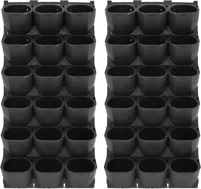 Self Watering Wall Planter | 36 Pots Vertical Garden Planter for Indoor Plants | wall-Mounted Stackable Wall planter | Hanging Plant Flower Pot Holder | 10.56 Fl Oz Each Individual Pot | Black-Ruum Studio Home