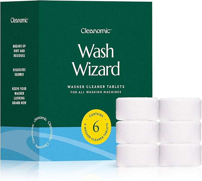 Cleanomic WashWizard Washing Machine Cleaner Tablets – Deep Cleaning Washer Cleaner for Front Load, Top Load & HE Machines – Removes Odor, Buildup & Limescale – Septic Safe, Non-Toxic, 6 Tablets-Ruum Studio Home