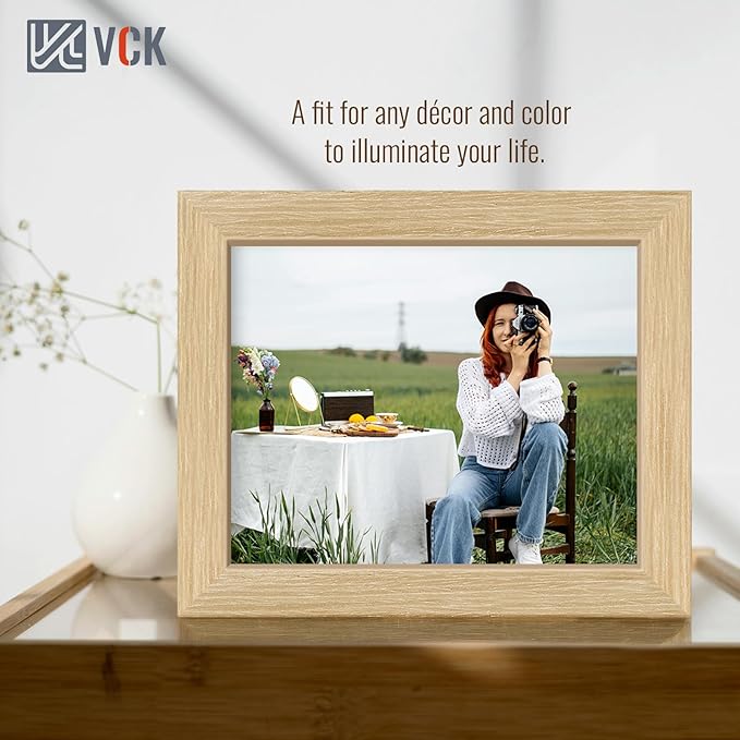 VCK 8x10 Oak Wood Frame for Picture, Natural Solid Wood Photo Frames 3 Pack, Wall Gallery Frame-Ruum Studio Home